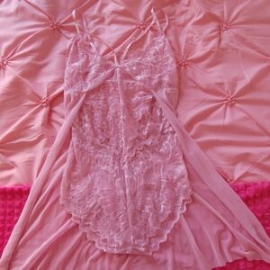 Backless Pink Lace Lingerie Bodysuit • Floral Lace Teddy Romper • Valentine Gift